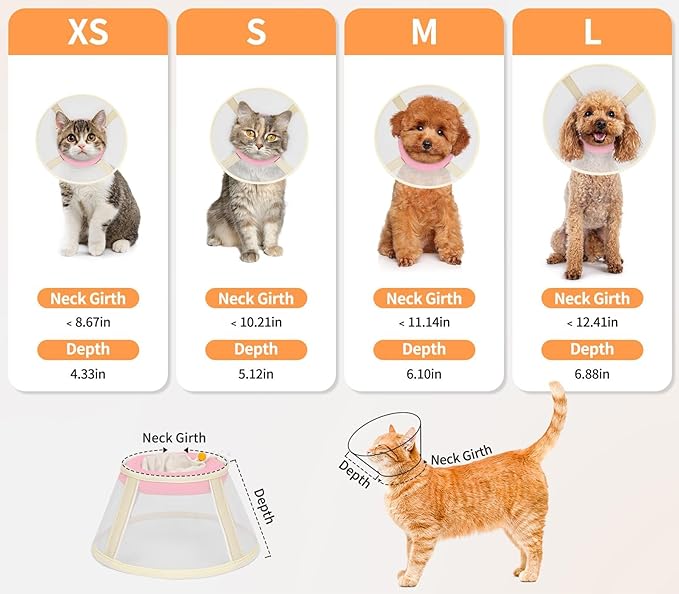 Cat Cone Collar Soft- Adjustable Comfortable Air Mesh Recovery Cone After Surgery to Stop Licking and Scratch, Alternative to Plastic Elizabethan Collar for Cat, Whiskers Freedom (Pink, XS)