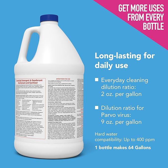 ATP KennelSol 1-Step Kennel Cleaner - 1 Gallon (Pack of 4) Liquid Disinfectant, Effective Against Bacteria and Viruses, Deodorizer Wintergreen Scent by Alpha Tech Pet