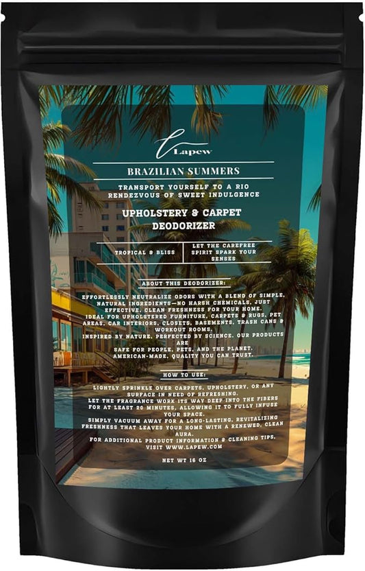 Brazilian Summers Carpet Freshener Powder: Powerful Odor Eliminator for Home, Upholstery Deodorizer, Carpet Deodorizer, Pet Urine, Cat Litter Box - Brazilian Crush Fragrance