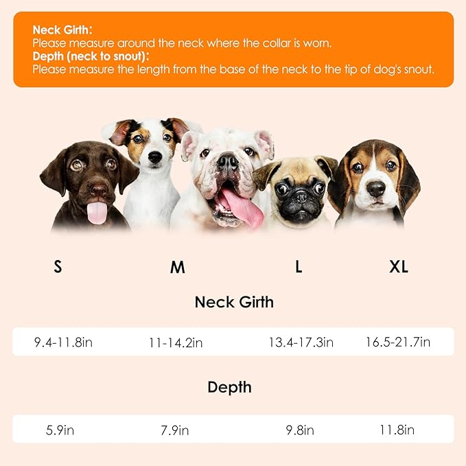 SAWMONG Soft Dog Cones for Medium Dogs, Adjustable Pet Recovery Collar to Stop Licking, Dog Cone Collar, Comfy Elizabeth E-Collar for Dogs After Surgery Alternative (M,Orange)