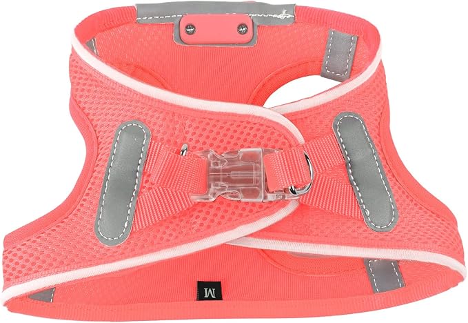 Light Up Dog Harness,Rechargeable LED Dog Harness for Small Medium Large Dogs,Reflective Lighted Safety Vest for Night Walking & Camping,Lightweight & Adjustable,Fluorescent Pink,XS