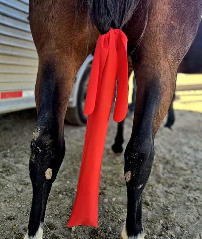 Ranch Hand Horse Tail Bag - Stretchable Horse Tail Bag Made from Durable Stretchy Material- Damage-Free Tail Protection - Gentle Grooming Essential for Healthy Growth - Tail Care Accessory Grroming- Light Red