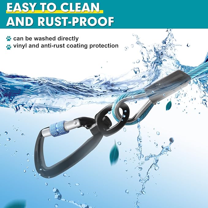 Snagle Paw Dog Tie Out Cable 30FT-1000LBS Break Strength,Heavy Duty Dog Leads for Yard with Shock Absorbing Spring & Swivel Hook,Long Leash Cable for Outdoor Tethering,Dog Line for Small Large Dogs