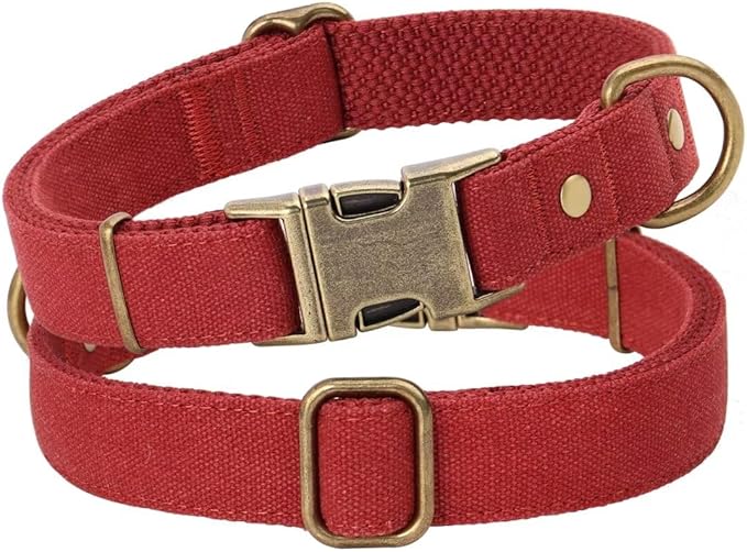 PET ARTIST Dog Collars for Medium Dogs, Soft Padded Premium Nylon Dog Collar with Quick Release Metal Buckle, Durable & Adjustable Pet Collars for Girl Gifts, Red, M (Fit 13-20")