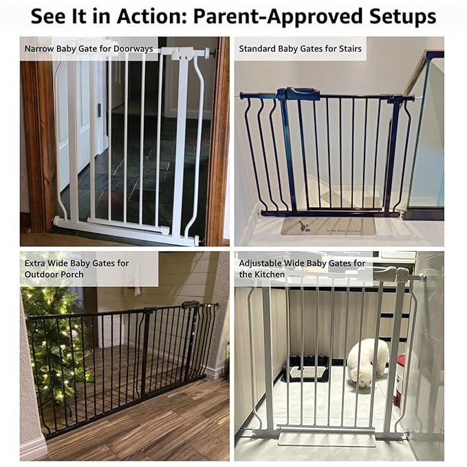 Extra Wide 62-67 Inch Baby Gates for Stairs, Doorways - No Drilling, Pressure Mounted Pet Gates for Kids & Dogs