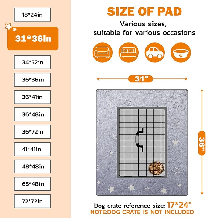 LOOBANI Washable Pee Pads for Dogs, 2 Pack 31 x 36 in Reusable Pee Pads for Dog Mat Puppy Mats Training Non Slip Whelping Mat for Dog Playpen, Crate, Car, Grey