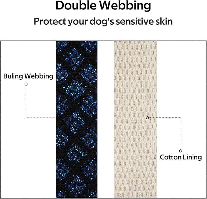 Dog Collar with Waterproof AirTag Holder & Anti-Lost QR Code, Cute Bling Warpping Adjustable Width for Small Medium Large Pet (Blue, M)