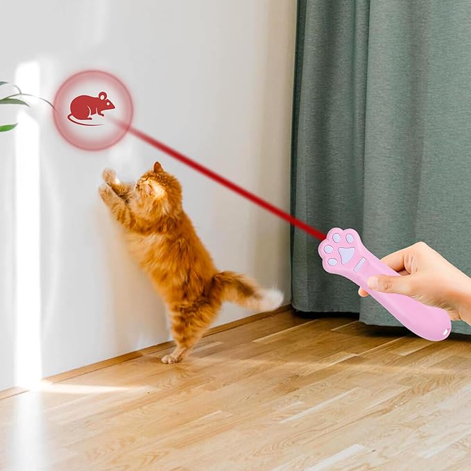 O'ANTOO Cat Toy - Dog Toy | Wall Image Projector | Indoor Interactive Cat Toy with 5 Different Designs | Ideal for Dog, Cat, Kitten, Puppy (Pink)