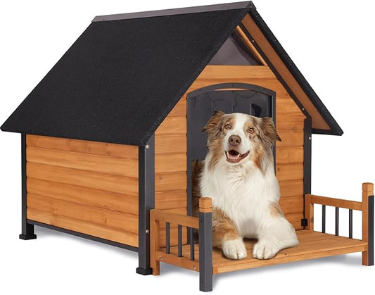 AIVITUVIN Outdoor Dog House with Anti-Chewing Durable Metal Frame Dog Kennel for Large Breed Dog Shelter Weatherproof (Brown 50.9" D x 37.4" W x 37.2" H