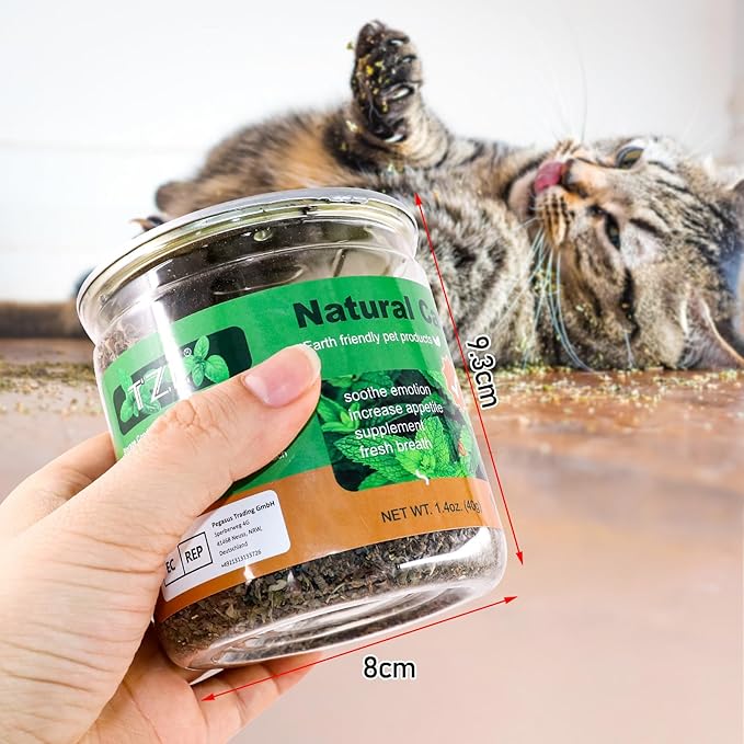 TZL Natural Catnip, Organic Cat Grass, Dried Catnip Leaves, Used for Refillable Catnip Toys, Delicately Sealed and Packaged for Easy Store (40g)
