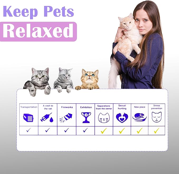 4 Pack Calming Collar for Cats - 60 Days Anxiety and Stress Relief, Relaxing Cat Collar, Adjustable Pheromones Collar for Cats，Natural Soothing for Continuous Calming