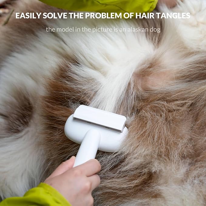 Self Cleaning Grooming Brush for Shedding Pets Rake Gently Removes Loose Undercoat Mats Tangled (Black)