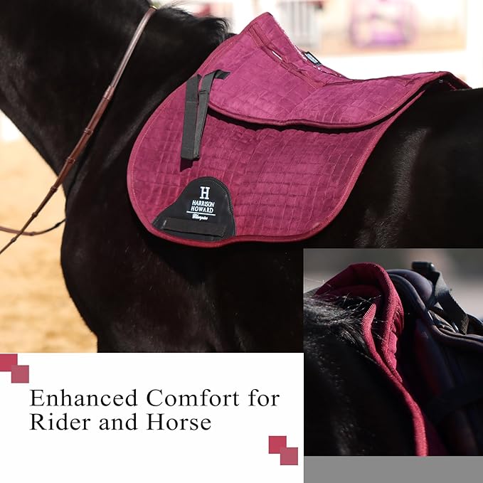 Harrison Howard Correction Half Pad with 4 Pockets and Foam Inserts with Differentiated Thickness Adjustable Horse Riding Pad with Added Cushioning and Comfort