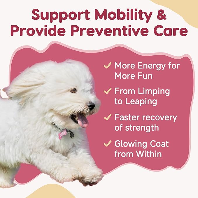 Glucosamine for Dogs - Joint Supplement for Dogs with Chondroitin, MSM, Omega 3, Hemp, Turmeric for Dog Joint Pain Relief, Dog Joint Supplement with Calcium Support Cartilage & Bone Health, 180 Chews