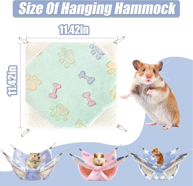 4 Pcs of Rat Hammocks Small Animal Hammock Rat Hanging Bed Guinea Pig Hammock Guinea Pig Accessories for Small Animals Cage Chinchilla Parrot Sugar Glider Ferret Squirrel