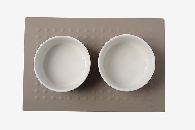 Waggo Dipper Ceramic Dog Bowl for Small and Large Breeds - Heavyweight and Durable Pet Food and Water Dish Crock, Dishwasher Safe, Modern (Rose, Small)