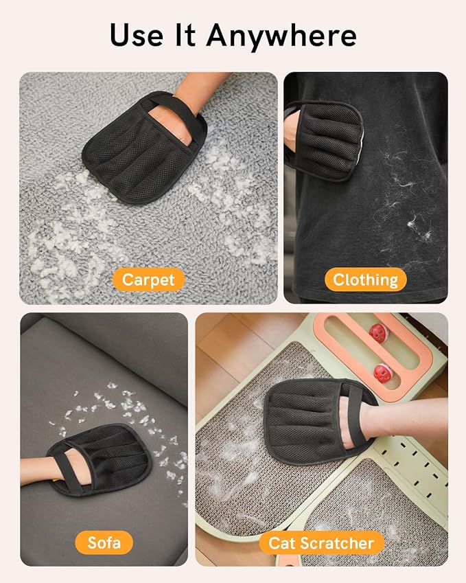 2025 Newly Upgraded Pet Hair Removal Gloves for Cats & Dogs, Electrostatic Grooming Gloves for Pet Hair, Five-Finger Reusable Pet Hair Remover Tool for Clothes, Bed, Couch, Carpet, 2 Pcs