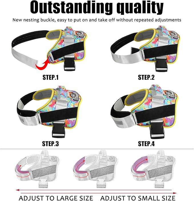 Bolux Dog Harness, No-Pull Reflective Dog Vest, Breathable Adjustable Pet Harness with Handle for Outdoor Walking - No More Pulling, Tugging or Choking (Medium (Pack of 1), Watercolour)