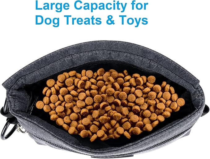 Viklluyr Dog Treat Pouch Bag with Magnetic Closure, Dog Food Carrier with Removable Inner Pocket, Perfect Dog Training Bag for Agility Training - Including Carabiner