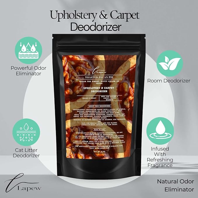 Toasted Pecan Pie Carpet Freshener Powder: Powerful Odor Eliminator for Home, Upholstery Deodorizer, Carpet Deodorizer, Pet Urine, Cat Litter Box - Toasted Pecan Pie Fragrance