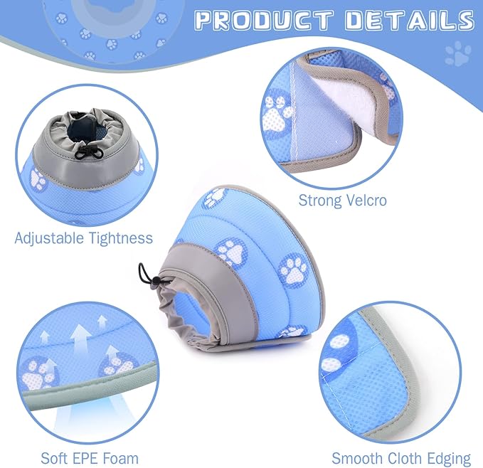 Cat Cone Soft Elizabethan Collar for Surgery Recovery - Adjustable for Small and Large Cats to Stop Licking