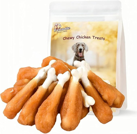Dog Treats, Chicken Wrapped Calcium Bone Rawhide-Free Grain-Free Training Treats for Dogs Teeth Cleanning Breath Fresh Dog Chewy Snacks for Medium Large Dogs 10.6oz or 18-19 pcs