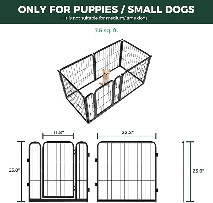 FXW Homeplus Unleashed Indoor Dog Playpen - Stress-Free and Safe Play, Heavy Duty 24 Inch 6 Wire Panels Dog Pen for Puppy and Small Dogs, Black│Patented
