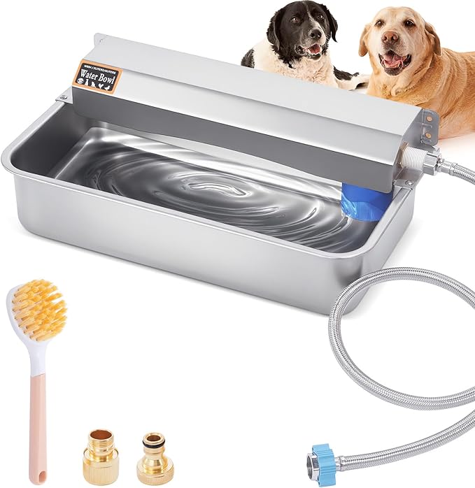 Automatic Water Dispenser for Dog, 6L Dog Water Bowl Dispenser, Large Stainless Steel Indoor/Outdoor Water Feeder Suitable for Dogs Livestock Chicken Horse, Easy to Clean
