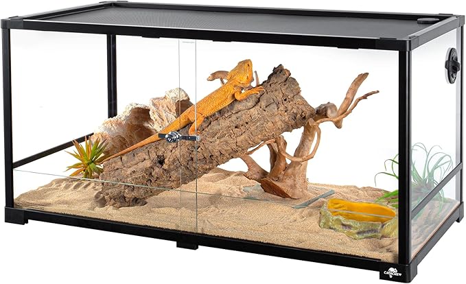50 Gallon Reptile Tank, Glass Reptiles Terrarium 36" x 18" x 18", Sliding Door, Top Ventilation, Cable Pass, Humidify Hole, Glass Reptile Cage Habitat for Bearded Dragon, Lizard, Snake, Gecko