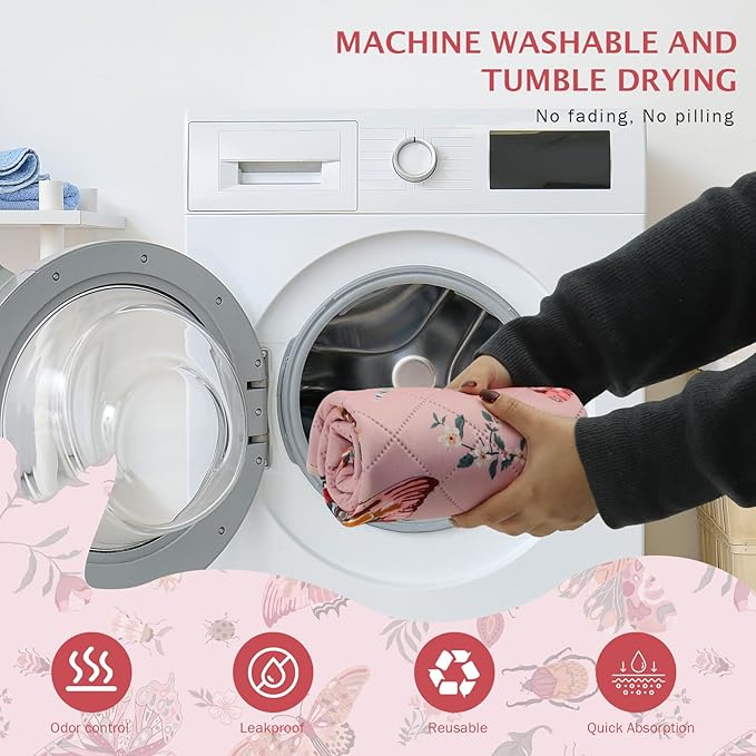 IEUUMLER Washable Pee Pads for Dogs, 2 Pack Insect Pattern Reusable Waterproof Puppy Potty Pads, Non-Slip Absorbent Pet Training Pads for Playpen Crate Bed EU014