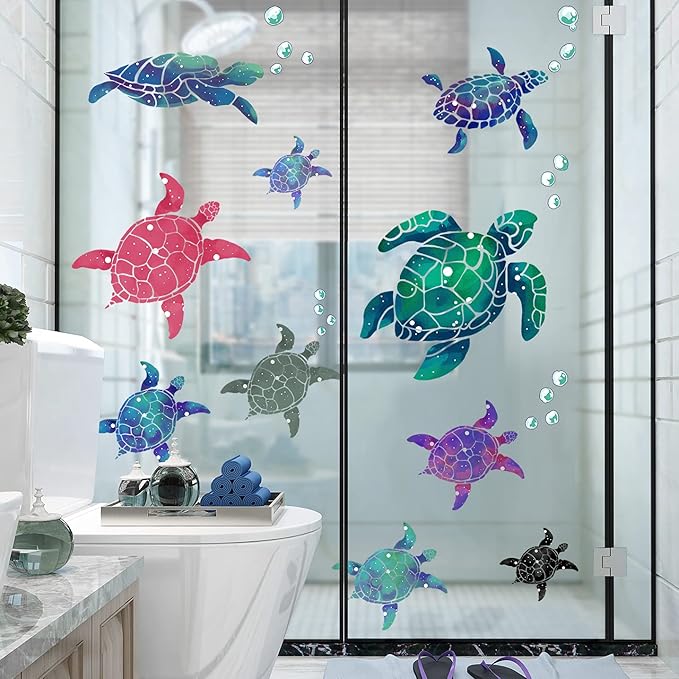 Amaonm Creative 3D Ocean Tortoise Wall Sticker Removable Under The Sea Animal Wall Decals Sea Turtle Peel and Stick Decor for Kids Baby Girls Boys Bedroom Bathroom Living Room Nursery Decoration