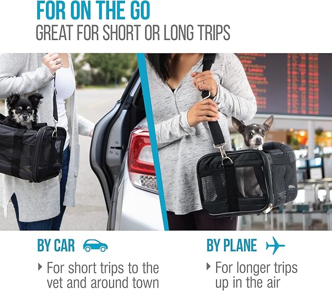 Sherpa Original Deluxe Travel Pet Carrier, Airline Approved & Guaranteed On Board - Black, Small