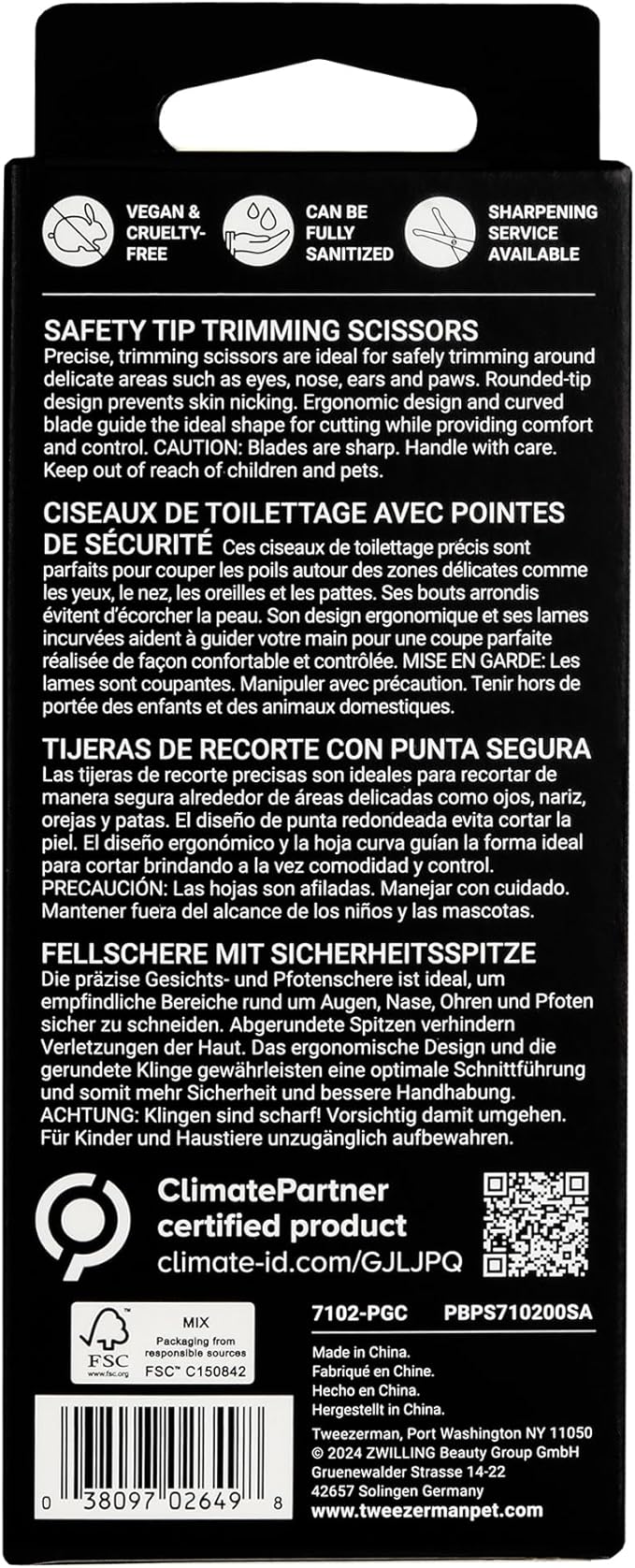 Tweezerman Pet Grooming Scissors, Stainless Steel Rounded Tip Trimming Shears for Dogs and Cats