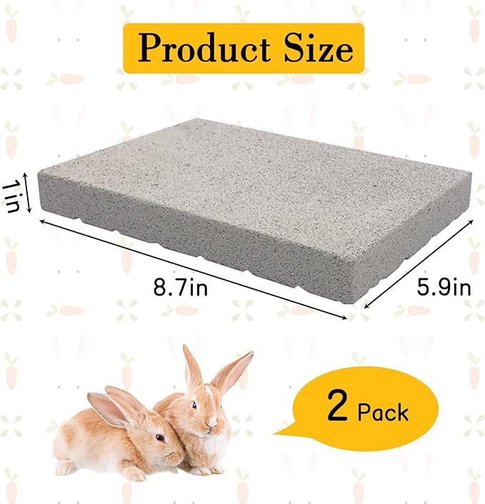 BNOSDM Rabbit Grinding Claw Pads 2Pack Bunny Scratch Foot Pads Natural Hamster Lava Stone for Teeth Grinding White Rabbit Scratching pad Chew Toy for Guinea Pig Ferret Chinchilla Mouse
