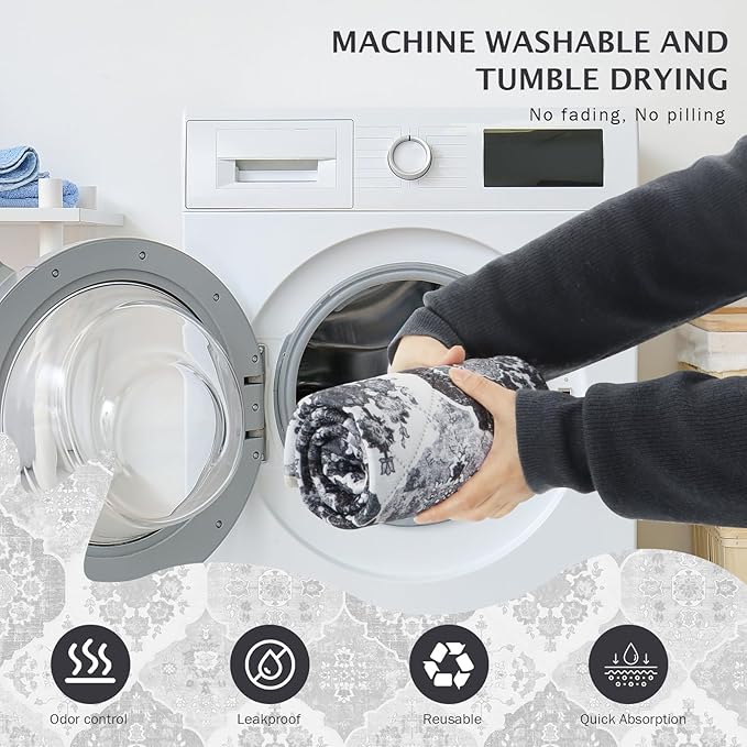 IEUUMLER Washable Pee Pads for Dogs, 2 Pack Reusable Pee Pads for Dogs Non-Slip Grip, Super Absorbent Waterproof Puppy Pads for Potty Training, Playpen, Crate, Whelping Box EU011 Black Grey, 36x48