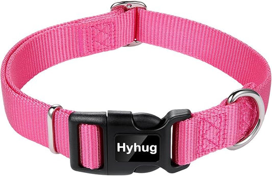 Hyhug Small Dog Collar Quick-Release Pink| Heavy-Duty Nylon Puppy Collar, Adjustable & Durable Pet Supplies for Boy & Girl Dogs (Small, Candy Pink)