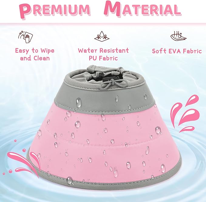 Cat Cone Collar Soft to Stop Licking, Adjustable, Foldable Lightweight Kitten Cones After Surgery Recovery for Cats & Kittens, Cat Cone Alternative (Solid Pink, S)