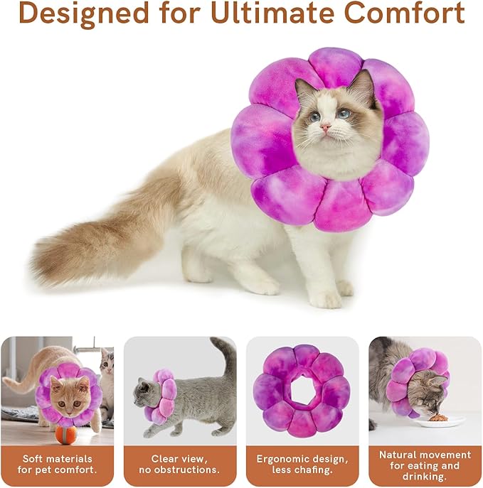 Soft Cat Cone Collar, Adjustable Recovery Collar, Protective Cat Neck Cone After Surgery