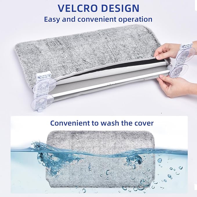 pettycare Cat Window Perch, Cordless Cat Window Hammock Bed with 4 Strong Suction Cups, Foldable Kitten Balcony Seat for Inside Hold Up to 40lbs, Solid Metal Frame and Soft Reversible 2 Fabrics Cover