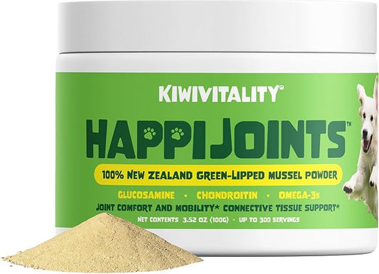 Green Lipped Mussel Powder for Dogs & Cats - Premium Hip & Joint Support for Joints, Tendons, Ligaments (100 Grams, Up to 300 Servings)