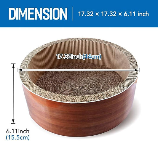 Cat Scratcher Post & Board, Round Cat Scratching Lounge Bed, Durable Pad Prevents Furniture Damage, 17.32'' x 17.32''x 6.11''