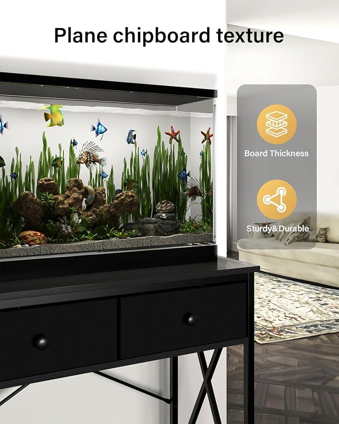 Fish Tank Stand 40 Gallon: Sturdy Aquarium Stand with Accessories Storage - Metal Fish Tank Table for 40-50 Gallon Reptile Breeder Turtle Terrarium - 35"X19.54" Weight Capacity 660 lbs