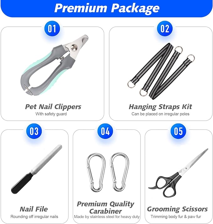 Pet Grooming Hammock for Small Dogs & Cats with Nail Clippers/Nail Trimmers/Grooming Scissors, Dog Grooming Harness for Nail Trimming, Pet Grooming Sling Helper