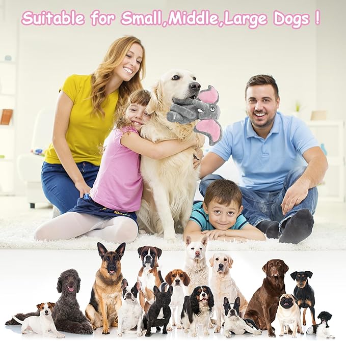 Plush Large Dog Toys with Squeaker and Crinkle Paper, Interactive Puppy Chew and Teeth Cleaning Toy, Pet Toys for Small, Medium and Large Dogs