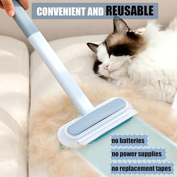 Multifunctional Pet Hair Remover/Window Screen Cleaner for Laundry Reusable Washable Lint Brush for Furniture Hair Complete 4 in 1 14.9Inch Cat Hair Remover Effective on Carpets Car Seats Bedding