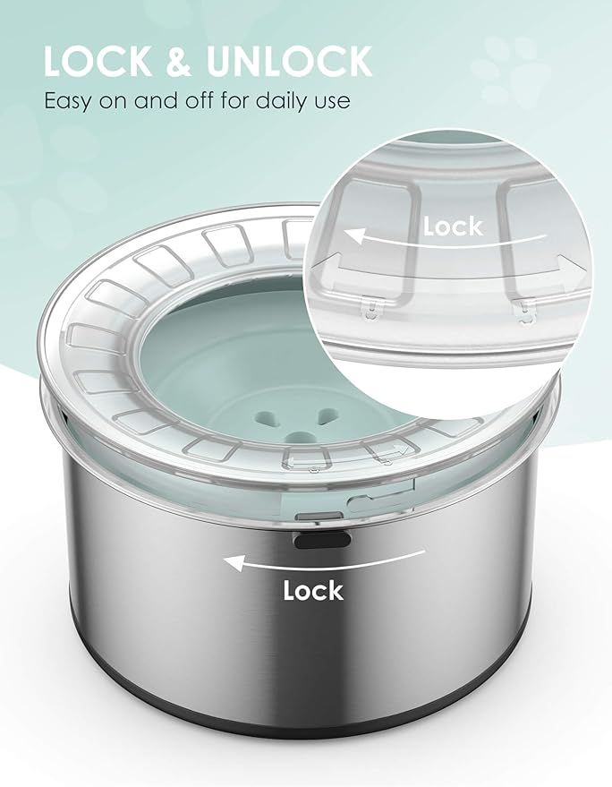 1Gallon Large Dog Water Bowl No Spill, [Anti Digging Lid & Rubber Bottom] Spill Proof Dog Bowl, Anti Splash Mess Dripless Slow Drinking Stainless Steel Water for Sloppy Messy Drinkers Car