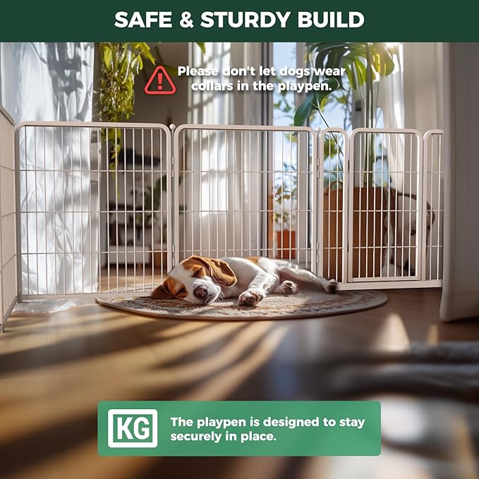 FXW Homeplus Unleashed Indoor Dog Playpen - Stress-Free and Safe Play, Heavy Duty 32 Inch 12 Wire Panels Dog Pen for Small and Medium Dogs, White│Patented