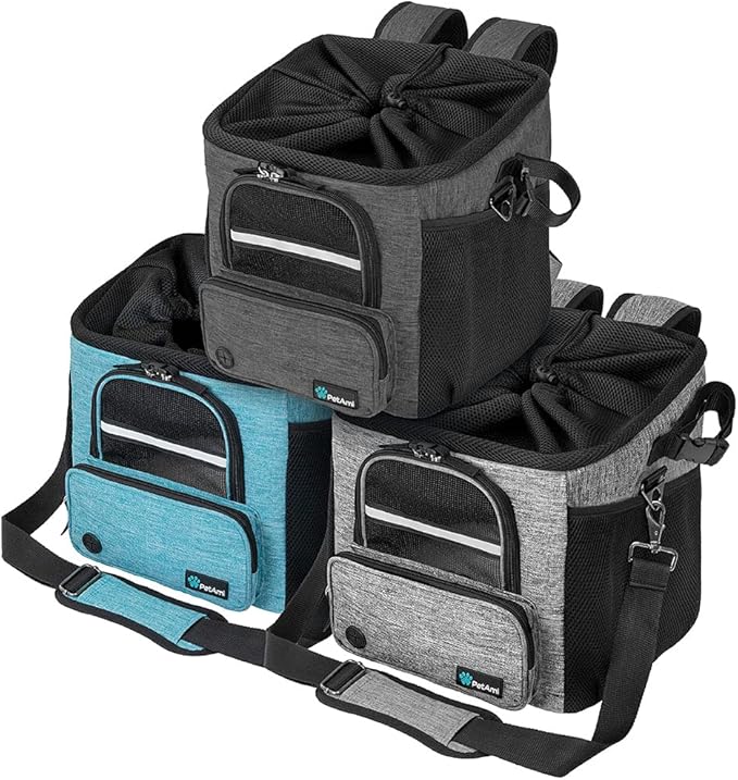 PetAmi Dog Bike Basket, Soft-Sided Ventilated Dog Bike Carrier Backpack, Pet Bicycle Basket for Bike Handlebar, Small Medium Puppy Cat Kitten Car Booster Seat with Safety Strap, Max 18 lbs, Blue