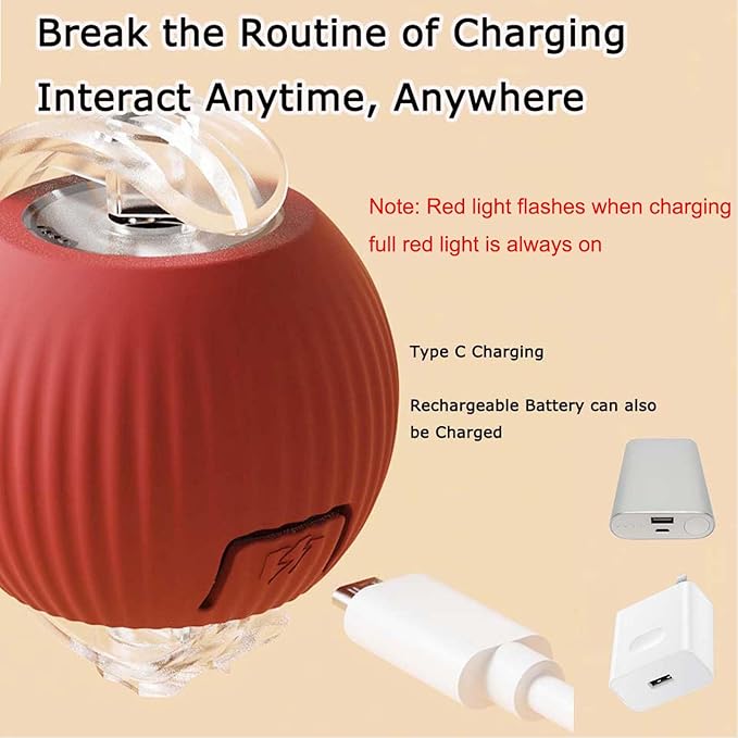 Speed 2.0 Tail Interactive Cat Toys for Indoor Cats, Chirping & Motion Activate Ca t Toy, Smart Kitten Rolling Ball Moving Ball Toys, Rechargeable Dog Cat Bal l for Enrichment Exercise (Grey)