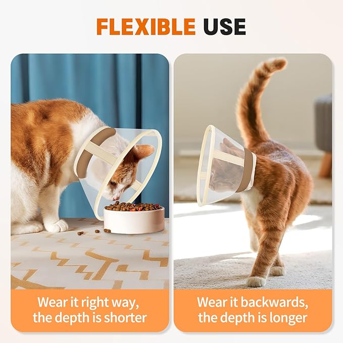 Cat Cone Collar Soft- Adjustable Comfortable Air Mesh Recovery Cone After Surgery to Stop Licking and Scratch, Alternative to Plastic Elizabethan Collar for Cat, Whiskers Freedom (Brown, S)